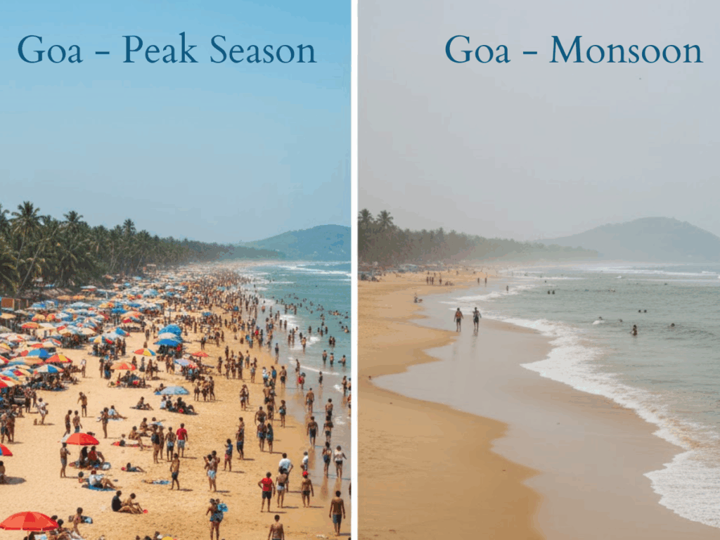 Goa in Peak Season vs Off Season